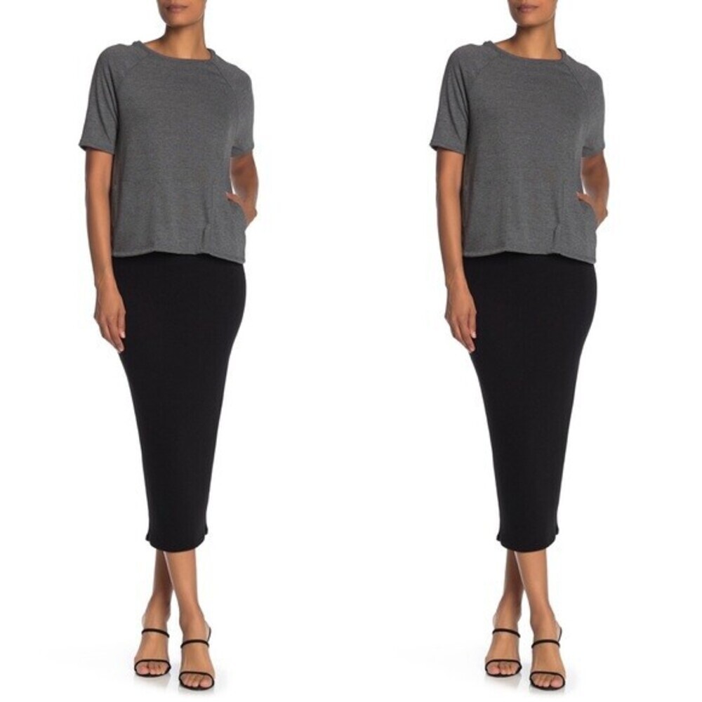 Go Couture women's Basic knit Maxi Skirt size M in black $98